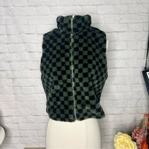 Faux Fur Checkered Vest